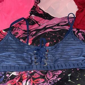 Blue Lace-Up bathing suit top no bottoms